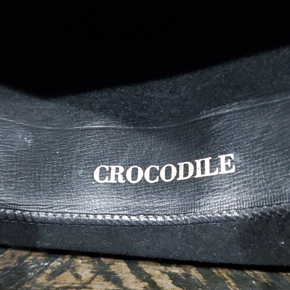 Vintage Black Crocodile Cowboy Hat with Brown Band &Accents Wool Aussie Outback - Picture 8 of 13